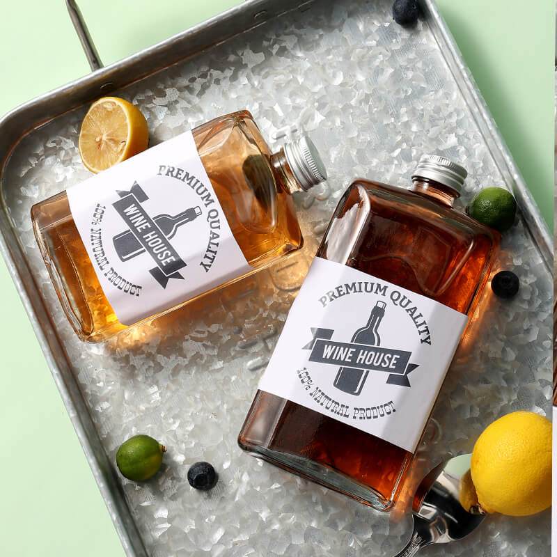 small flat glass bottle