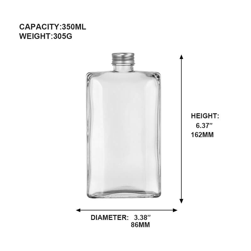 350ml flat vodka glass bottle
